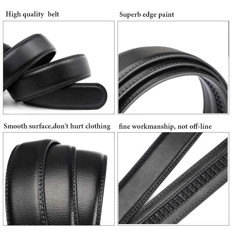 Luxury Plus Size Mens Belt - Black PU Leather Automatic Buckle