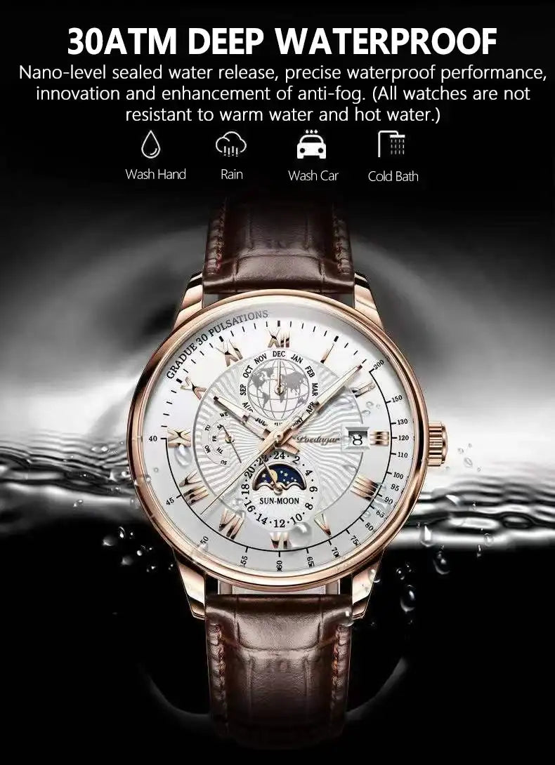 Elegant Men's Quartz Leather Watch - Versatile Business Style