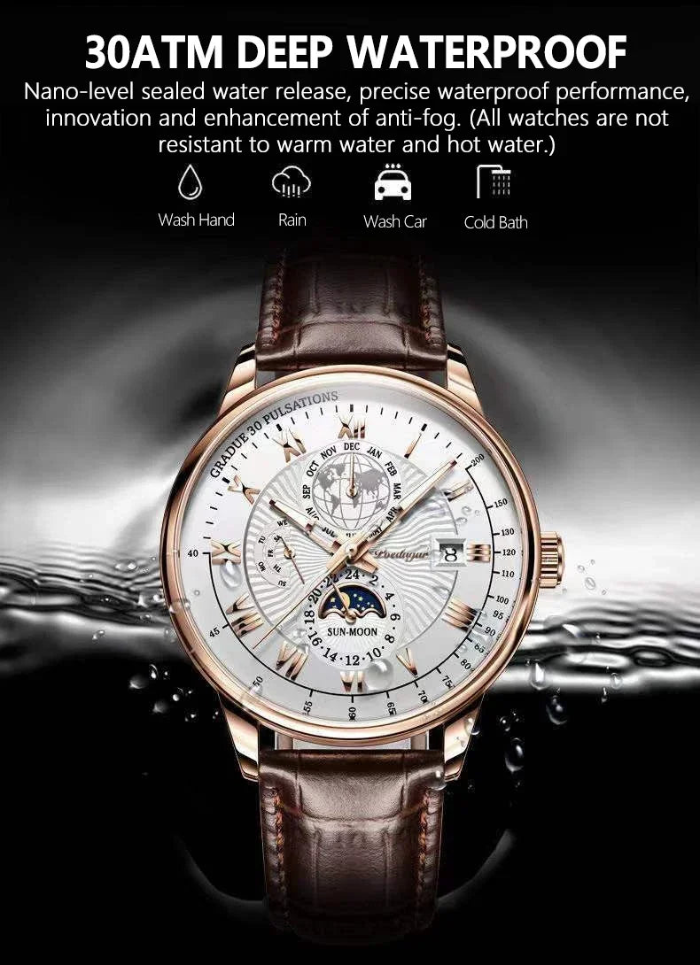 Elegant Men's Quartz Leather Watch - Versatile Business Style
