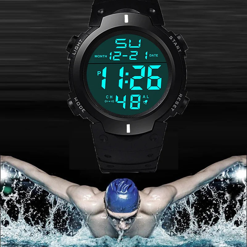 Premium Men's Digital Sports Watch - Multi-Functional Fitness Timer