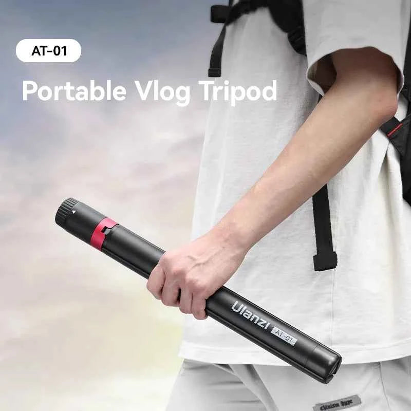 portable vlog tripod - sleek black adjustable stand for cameras and smartphones