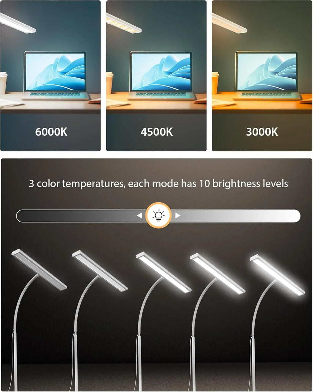 Premium LED Desk Lamp with Clamp - Eye-Caring & Dimmable