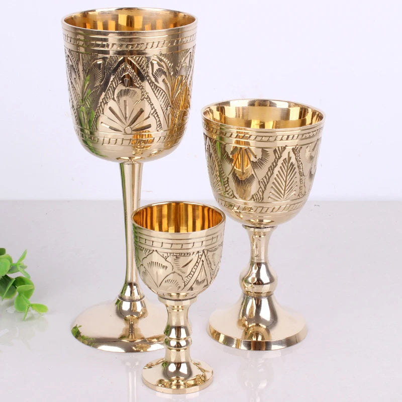 Elegant Pure Brass Wine Glass - Handmade Small Goblet