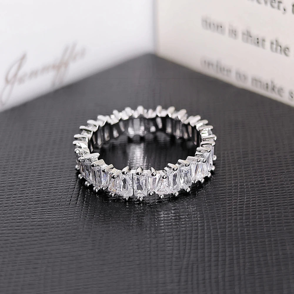 Luxury Princess Eternity Band Ring - Brilliant Cubic Zirconia