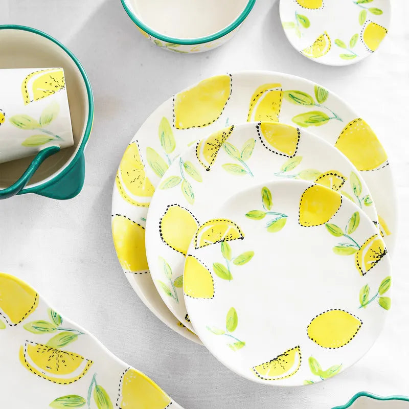Elegant Ceramic Lemon Dinnerware Set - Premium Dining Collection