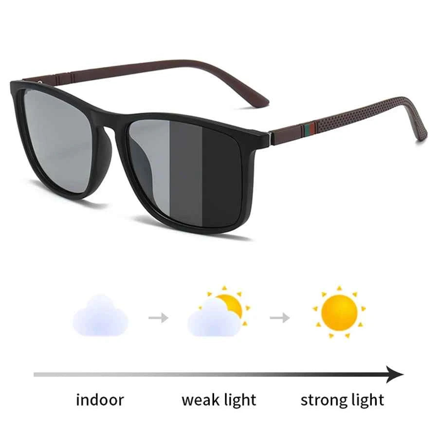 Fashion Photochromic  Vintage Sunglasses Men Women Square Brand Designer Sun Glasses Man Driving Fishing Eyewear