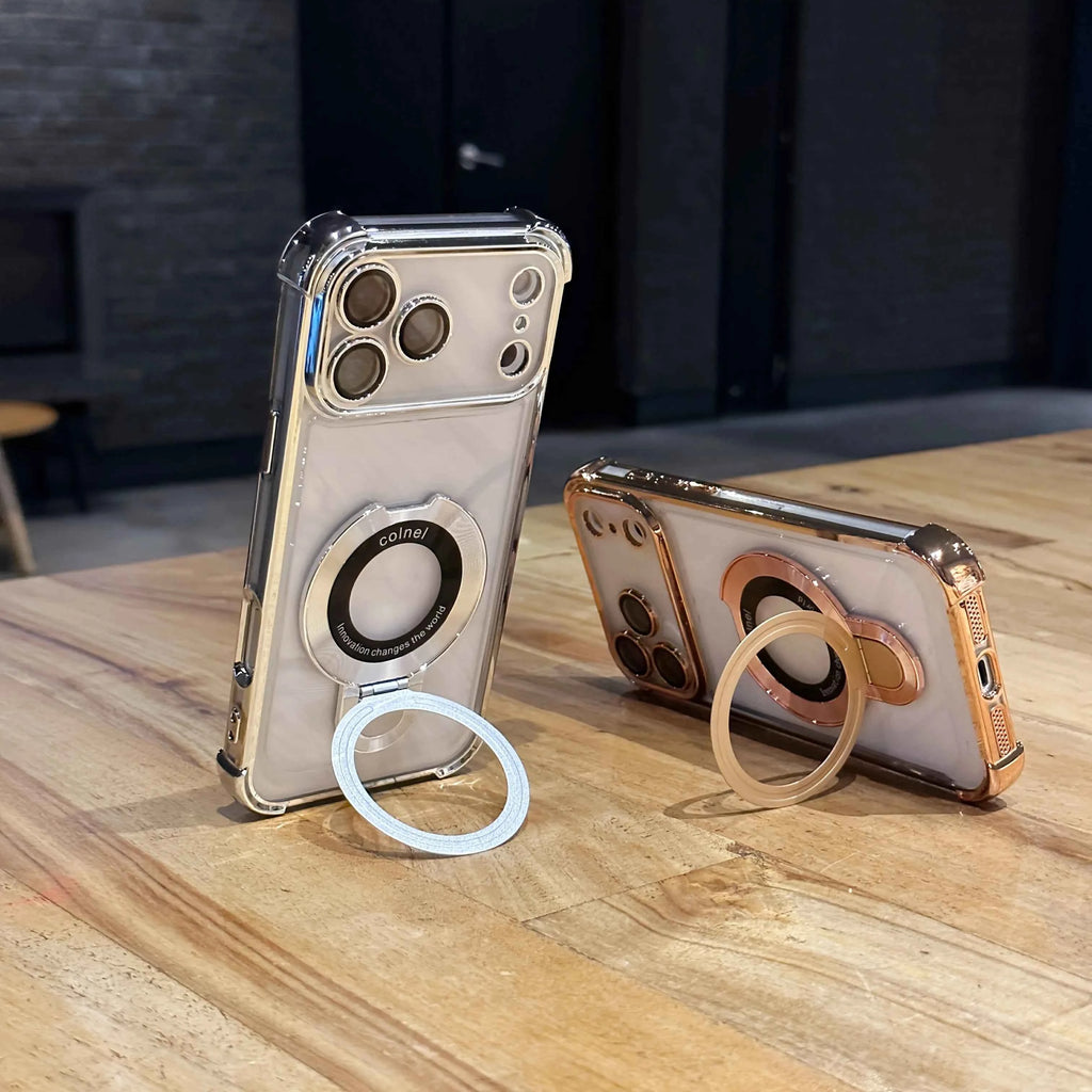 Luxury Plating Magnetic Phone Case with Ring Holder Stand
