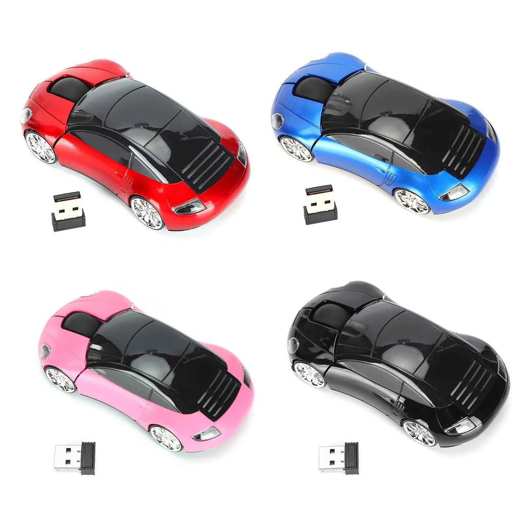 Wireless car mouse - blue mini optical mouse with car-shaped design on desk
