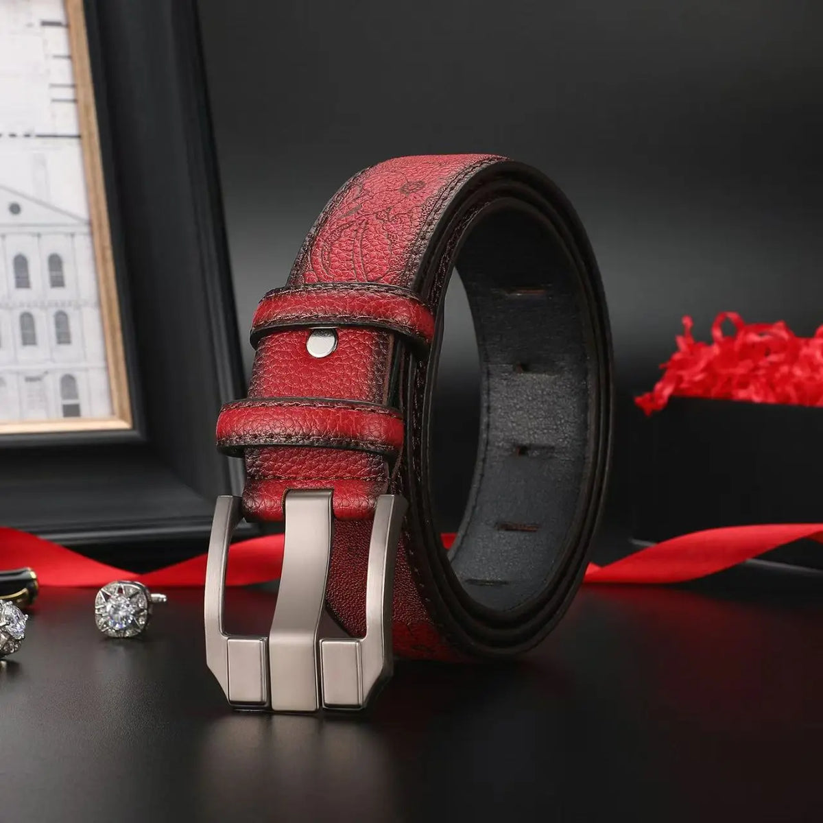 Retro Western Leather Belt - Premium Alloy Buckle