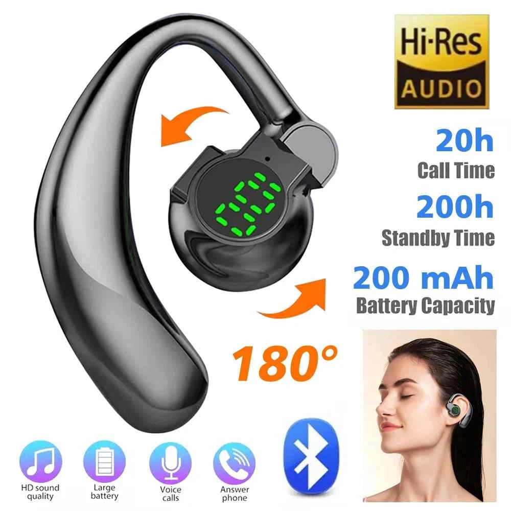 Wireless Headphones Bluetooth 5.4 Ear Hook Earphones with Microphone Handsfree HD Call Noise Cancelling Headset for Driving