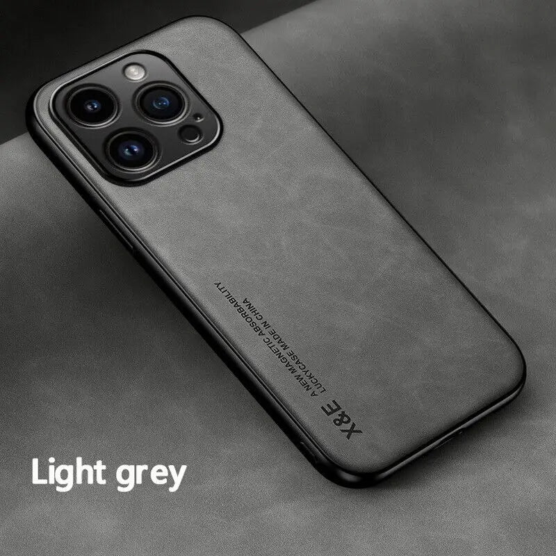 Premium Sheepskin Leather iPhone Case - Magnetic Shockproof Cover
