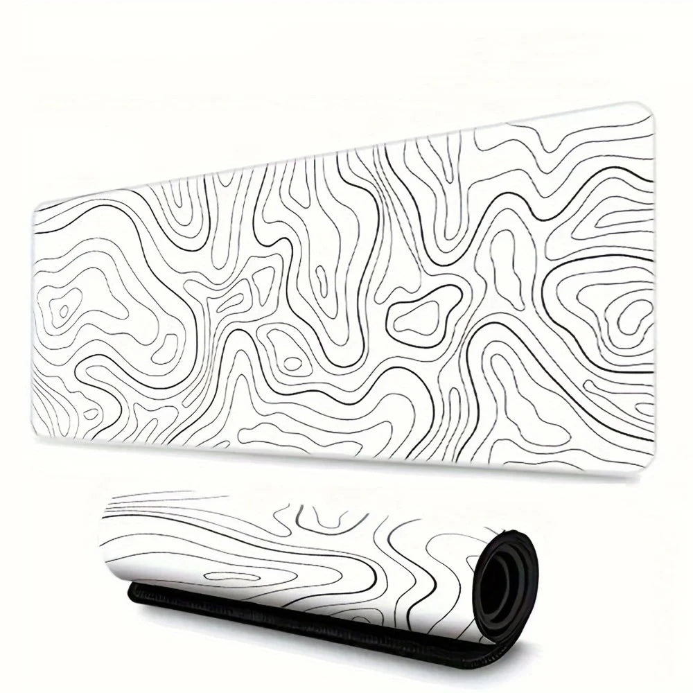 Extended Gaming Mouse Pad - large black surface with stitched edges and non-slip rubber base