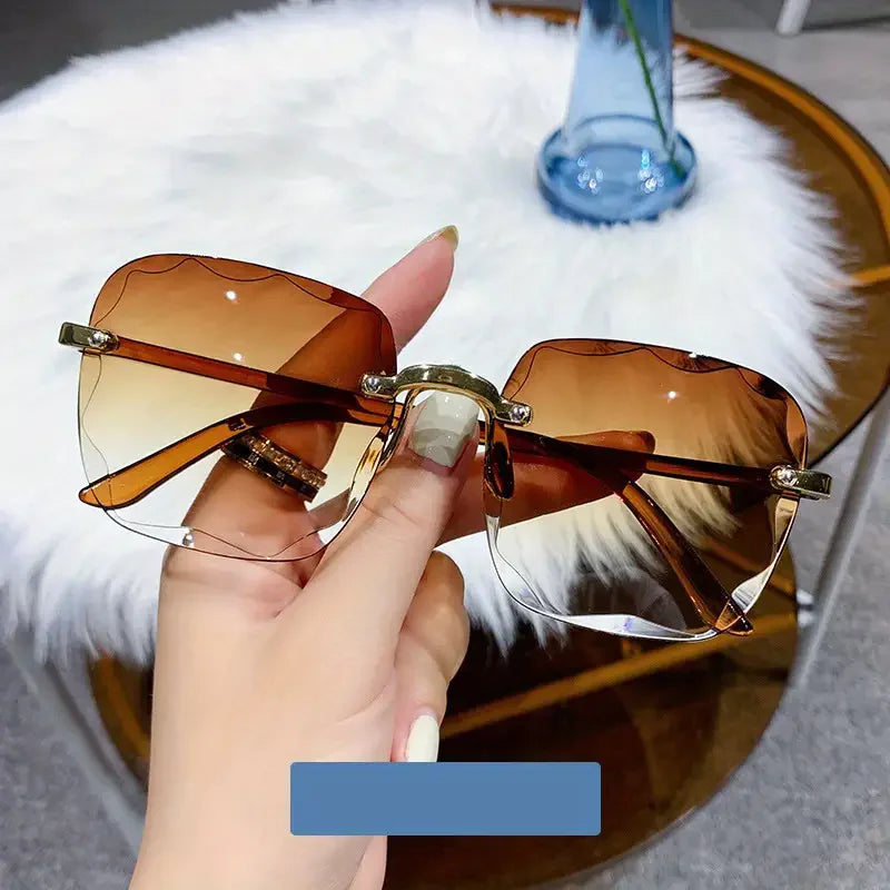 Luxury Square Rimless Sunglasses - UV400 Designer Shades
