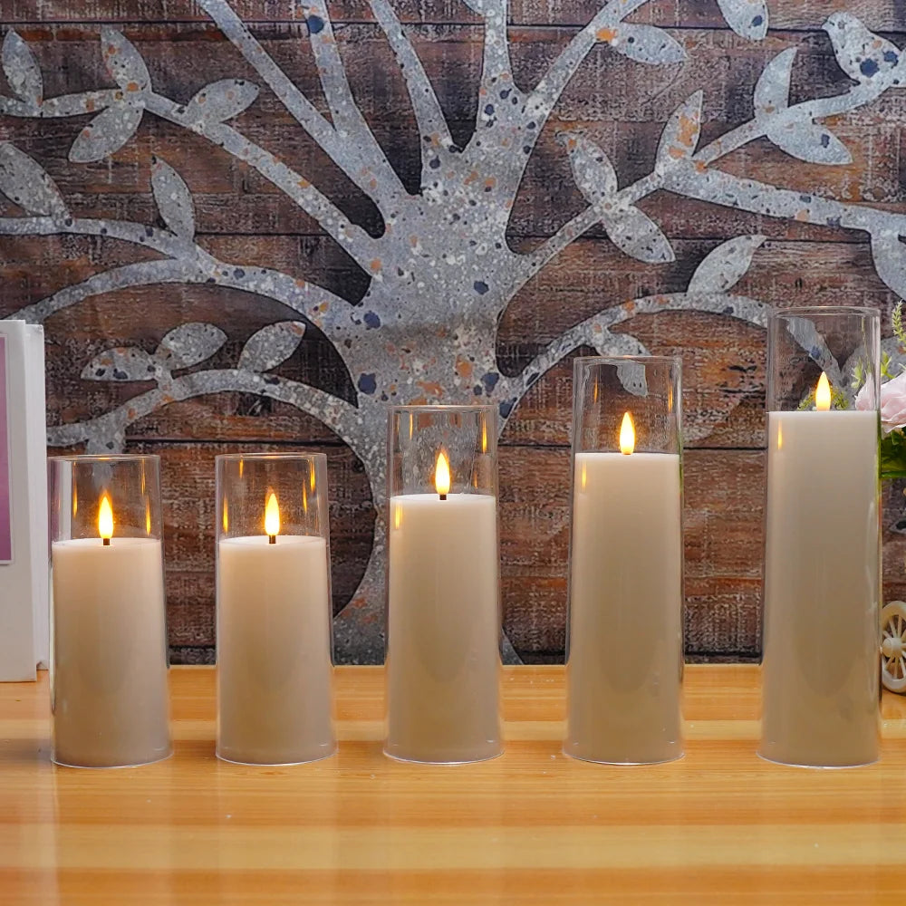 White LED Candle Lights with Remote Control - Flameless Home Decor Candle Set of 5 - Tulique