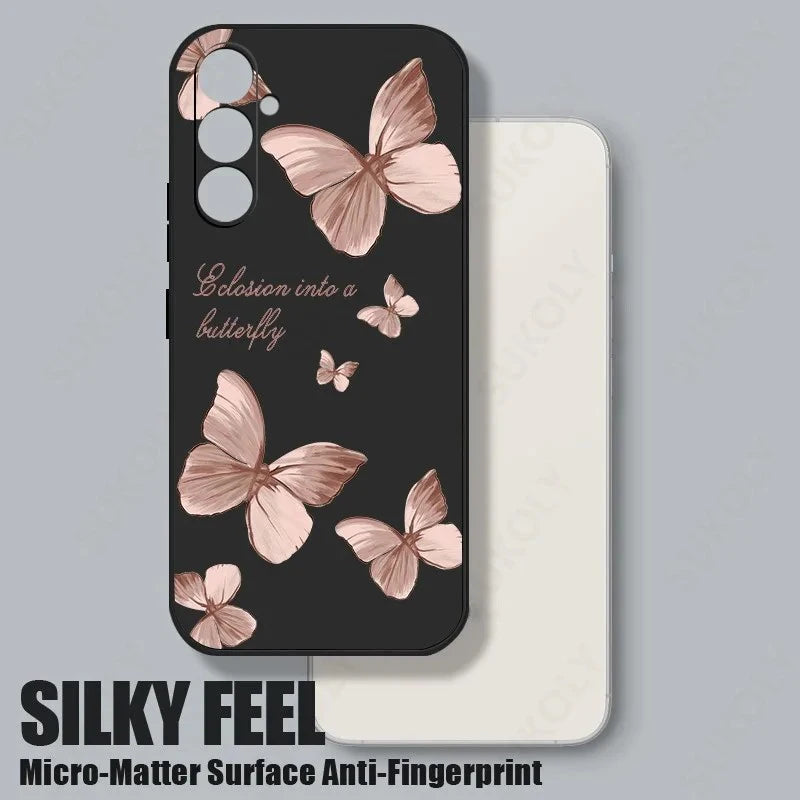 Elegant Butterfly Phone Case with Hand Lanyard - Soft Silicone
