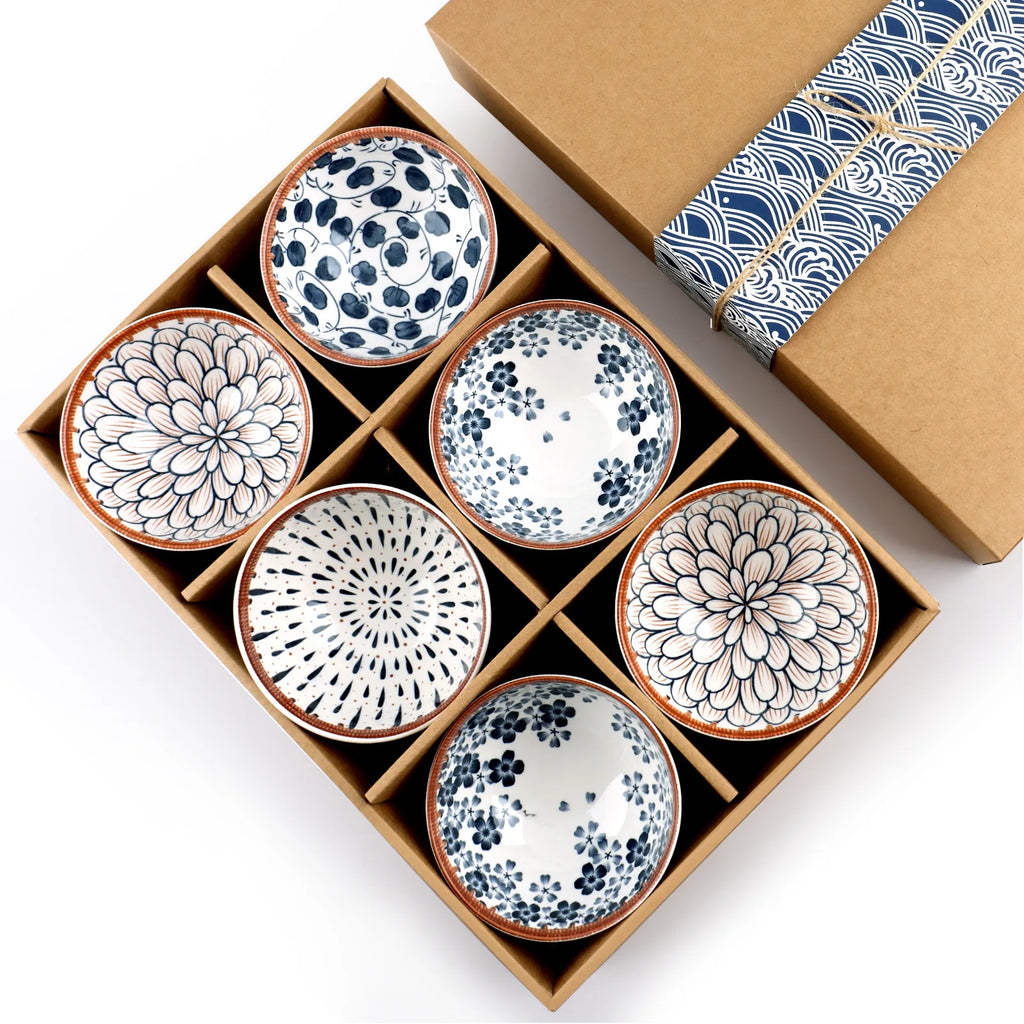 Premium Japanese Ceramic Bowls - Cute Underglaze Set