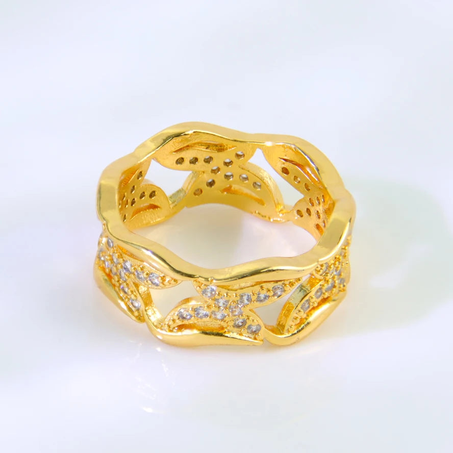 Luxury 21k Gold Plated Italian Zircon Cocktail Ring