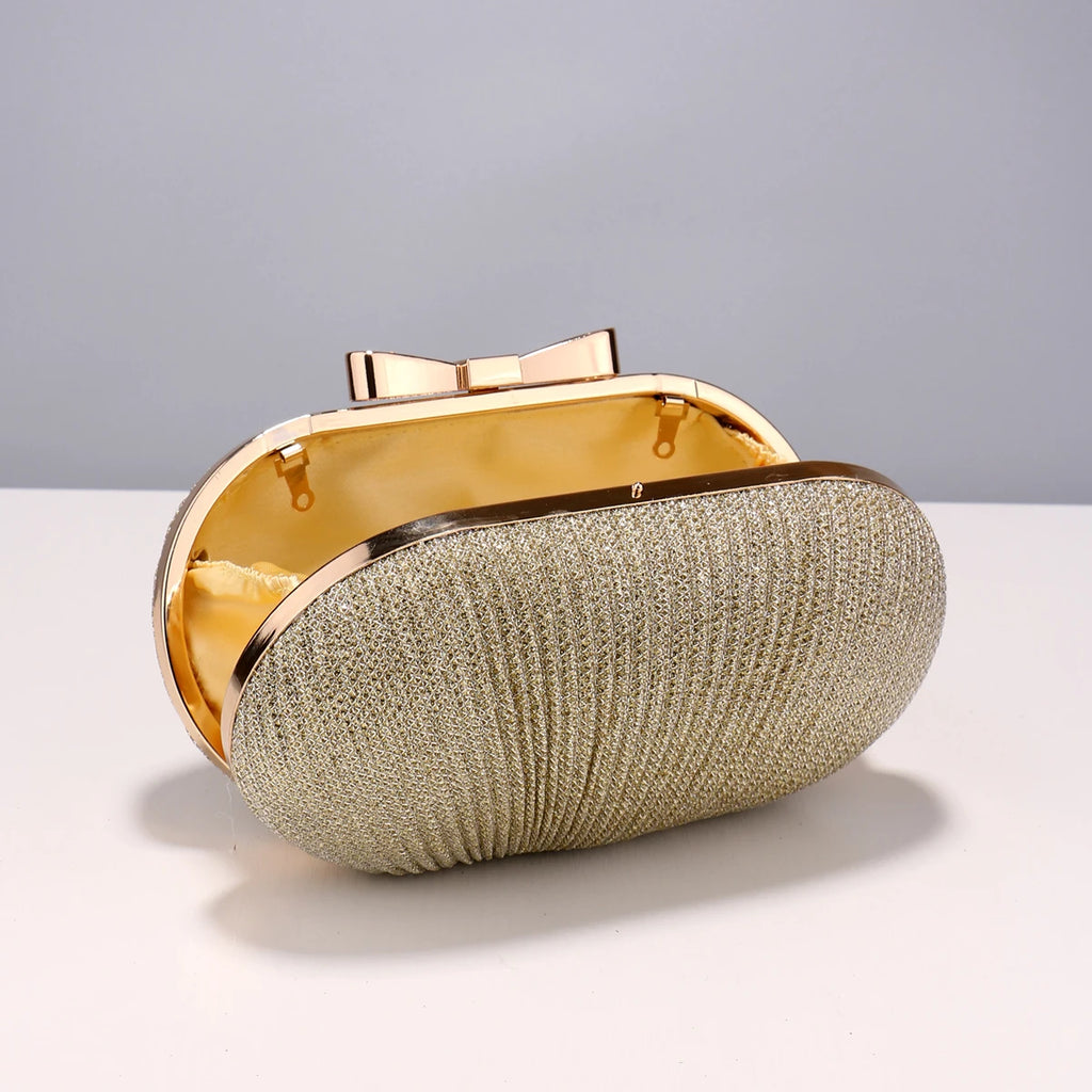 Elegant Women Clutch Bag - Ruched Sequined Evening Handbag