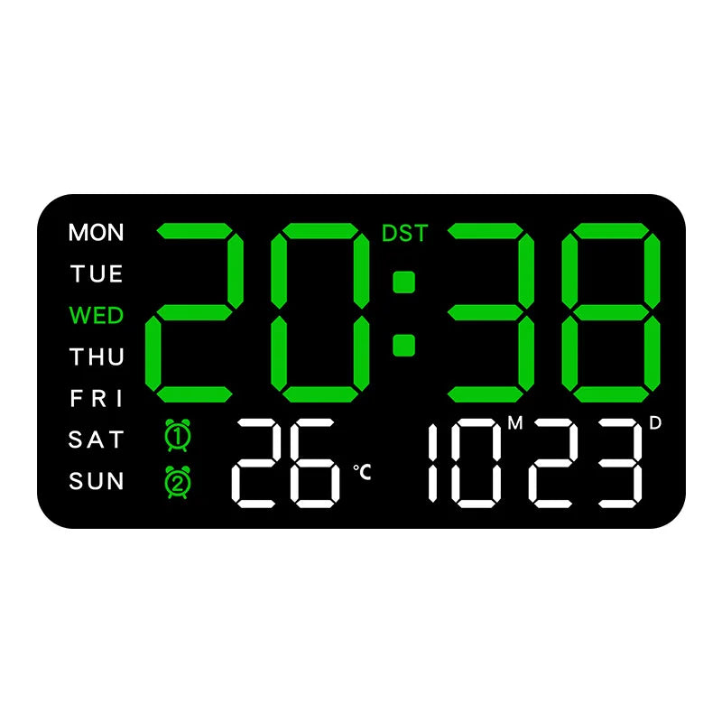 Premium Large Digital Wall Clock - Remote Control & Dual Alarms