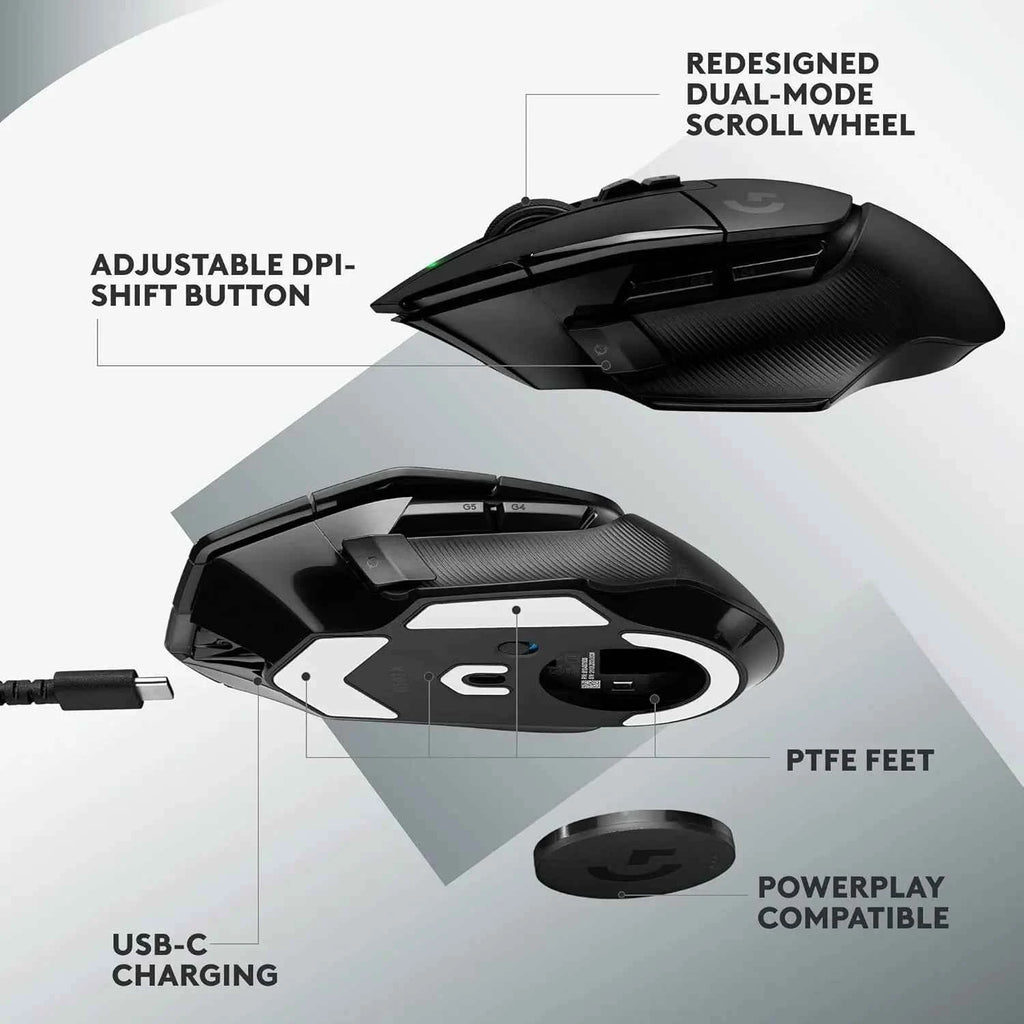 Logitech G502 X Lightspeed Gaming Mouse LIGHTFORCE Hybrid Optical-Mechanical Switches HERO 25K Gaming Sensor Compatible With PC
