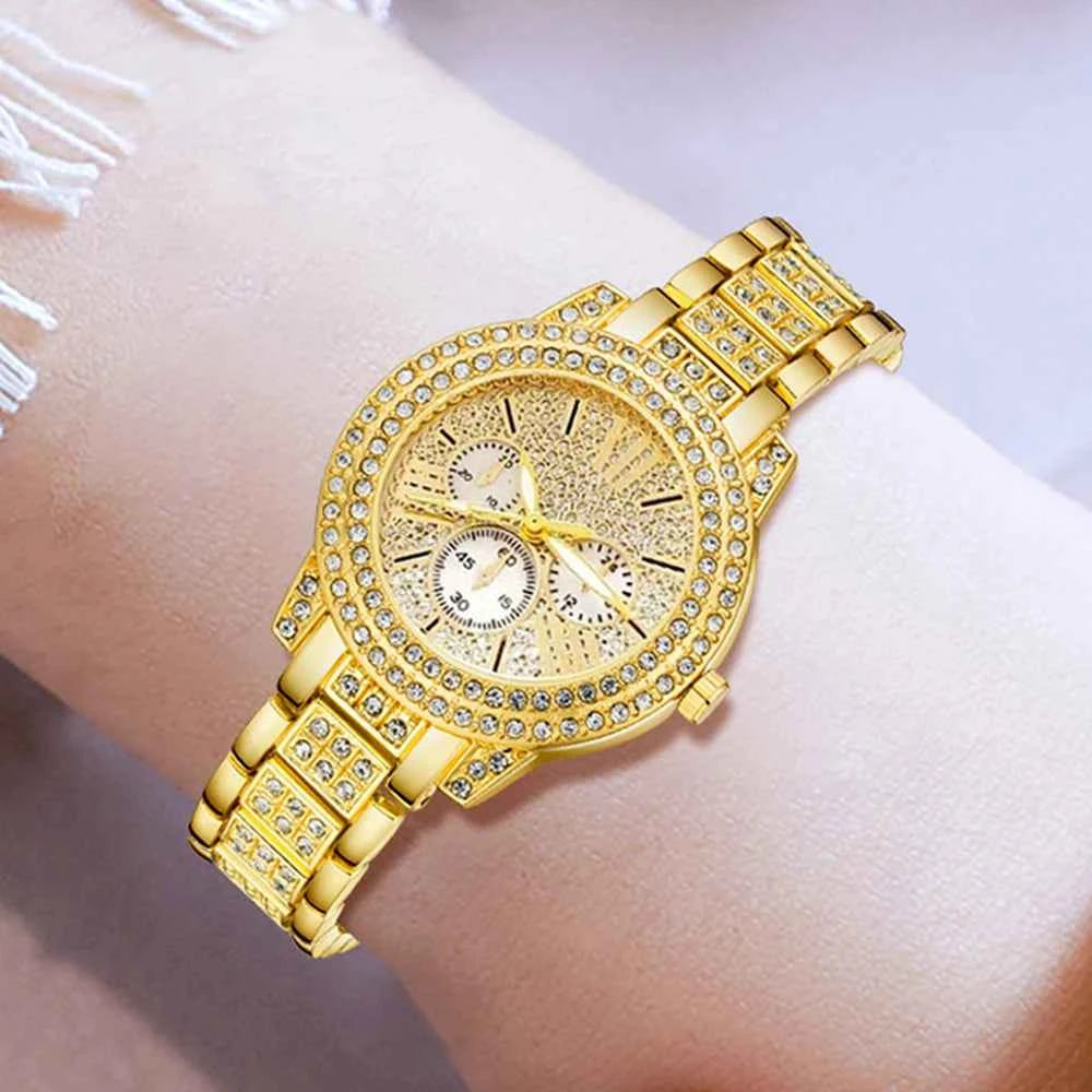 Elegant Women's Quartz Watch & Luxury Jewelry Set