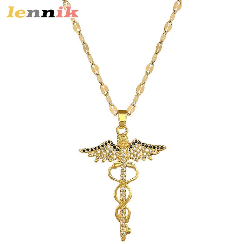 Rotating Angel Scepter Necklace - Luxury Titanium Jewelry