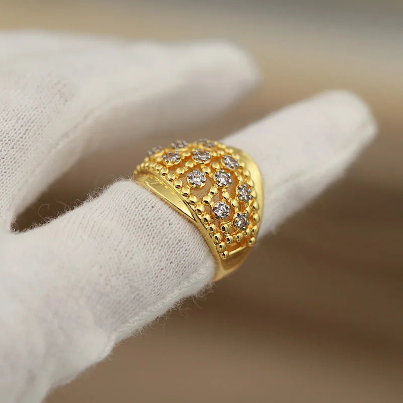 Luxury Crystal Waterdrop Open Ring - Adjustable Zirconia Jewelry