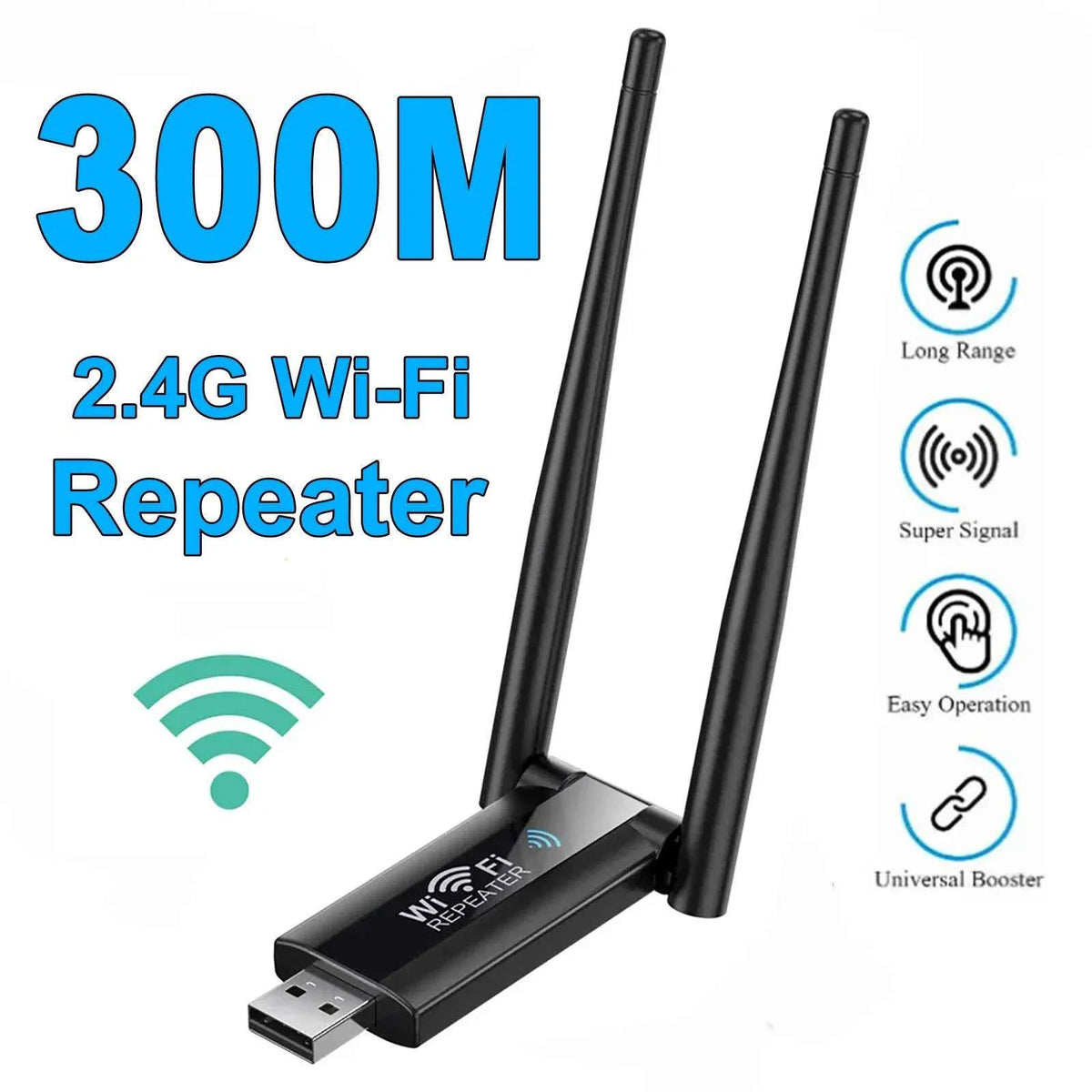 Premium Wireless USB WiFi Repeater Extender - 300Mbps Amplifier