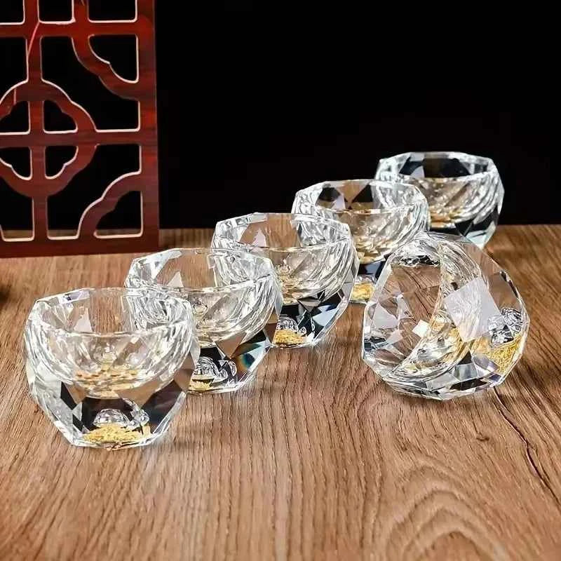 Luxury Crystal Shot Glass - Double Bottom Gold Foil Design