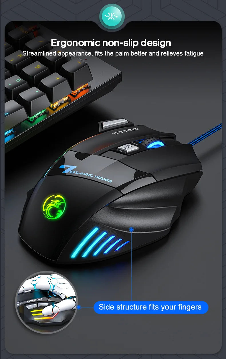 Premium Wired Gaming Mouse - Ergonomic 2400DPI with RGB Backlit