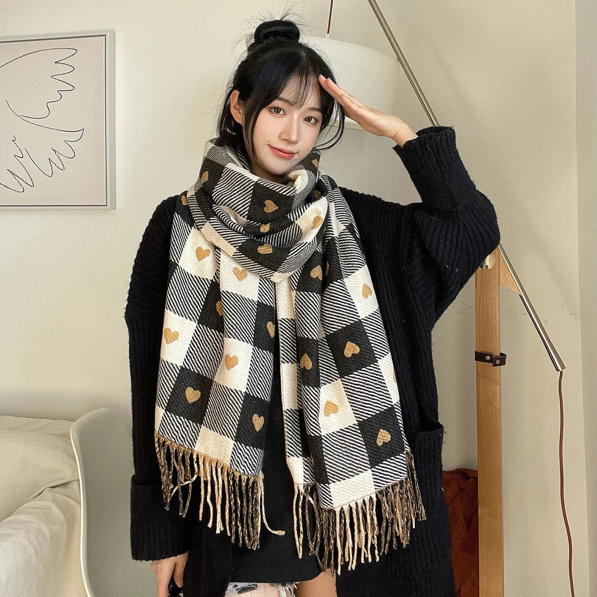 Luxury Winter Cashmere Scarf - Warm Pashmina & Long Tassels