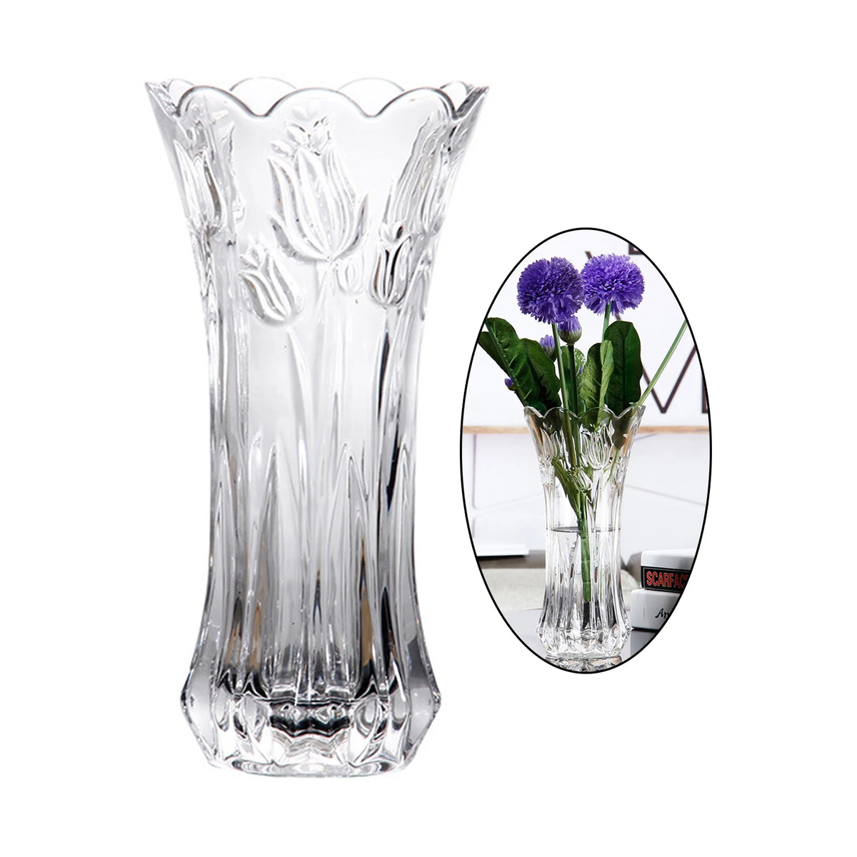 Elegant Clear Glass Flower Vase - Modern Floral Desktop Decor