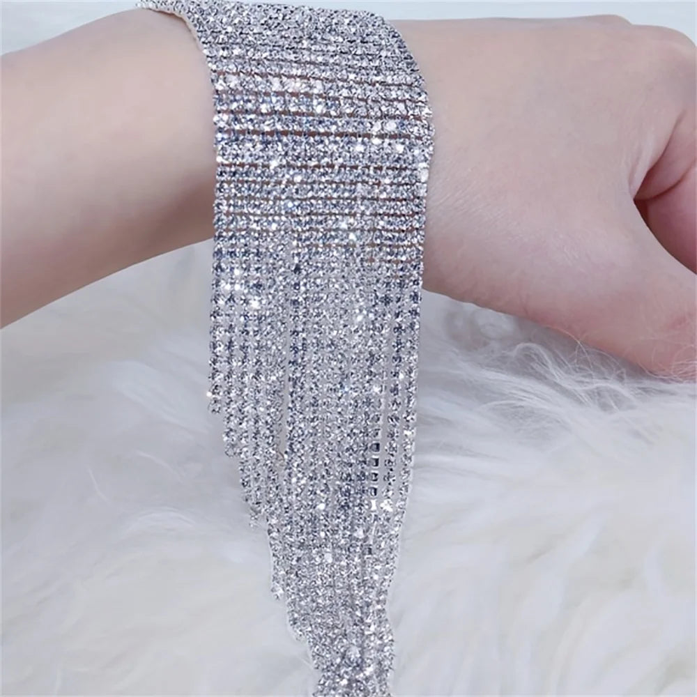 Luxury Rhinestone Tassel Bracelet - Multi-Layer Glamour