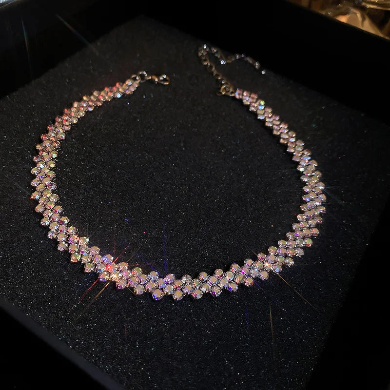 Luxury Shiny Full Rhinestone Choker Necklace - Geometric Crystal Jewelry