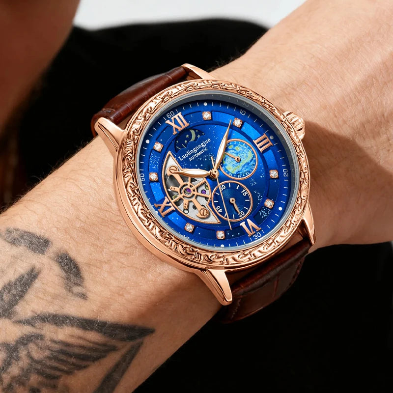 Premium Men's Skeleton Automatic Watch - Stylish & Versatile