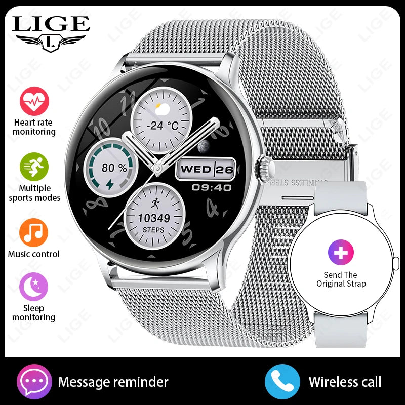 Luxury Steel Smart Watch - Bluetooth Call & Fitness Tracker