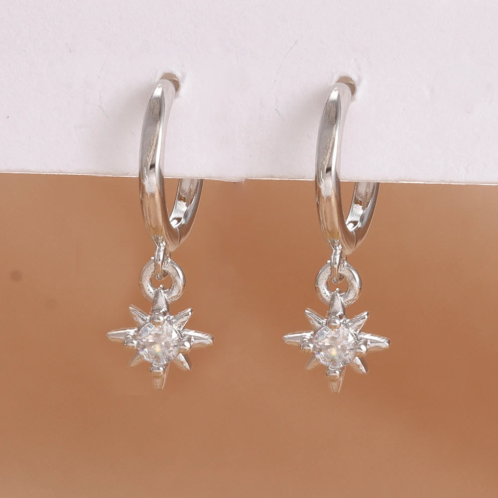 Elegant Star Dangle Earrings - Sparkling Zircon Fashion Jewelry