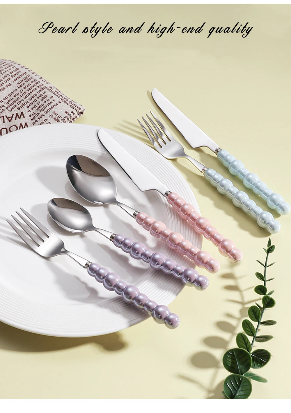Luxury Pearl Flatware Set - Premium Ceramic Handle Cutlery