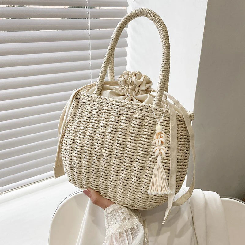 Elegant Straw Clutch - Retro Woven Rattan Bag