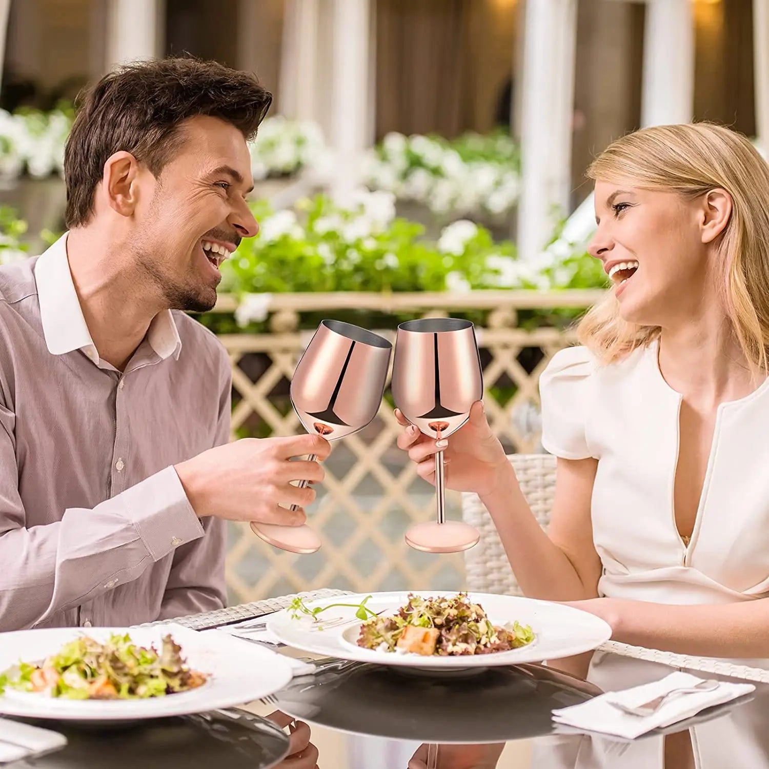 Premium Unbreakable Wine Glasses - Stainless Steel Stemware