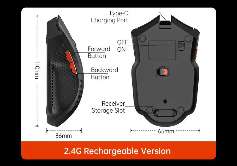 Premium Silent Wireless Mouse - 1600DPI Ergonomic Design