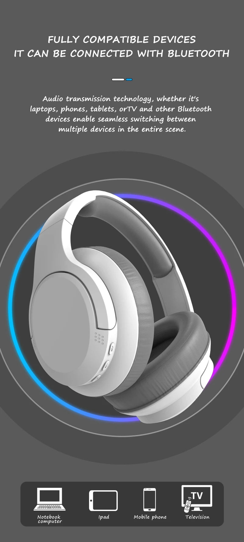 Premium Wireless Headphones Bluetooth 5.3 - Hi-Res Audio & 50H Battery