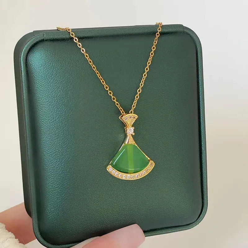 Elegant Zircon Crystal Stainless Steel Necklace