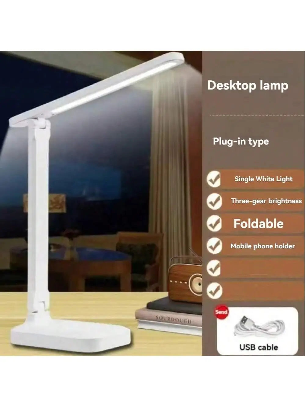 Premium Foldable Eye Protection Desk Lamp - USB & Plug-in