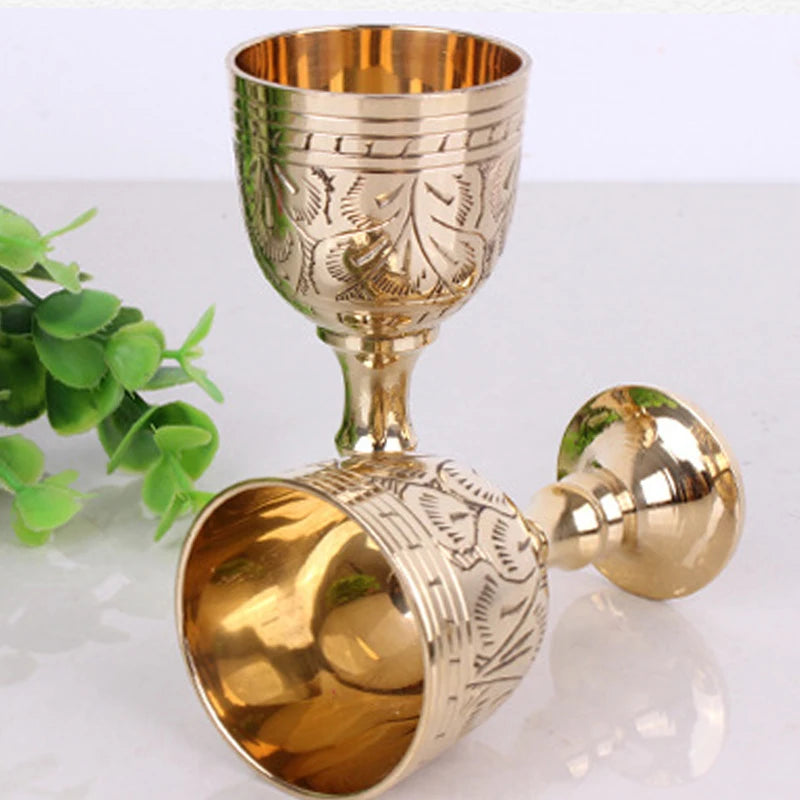 Elegant Pure Brass Wine Glass - Handmade Small Goblet