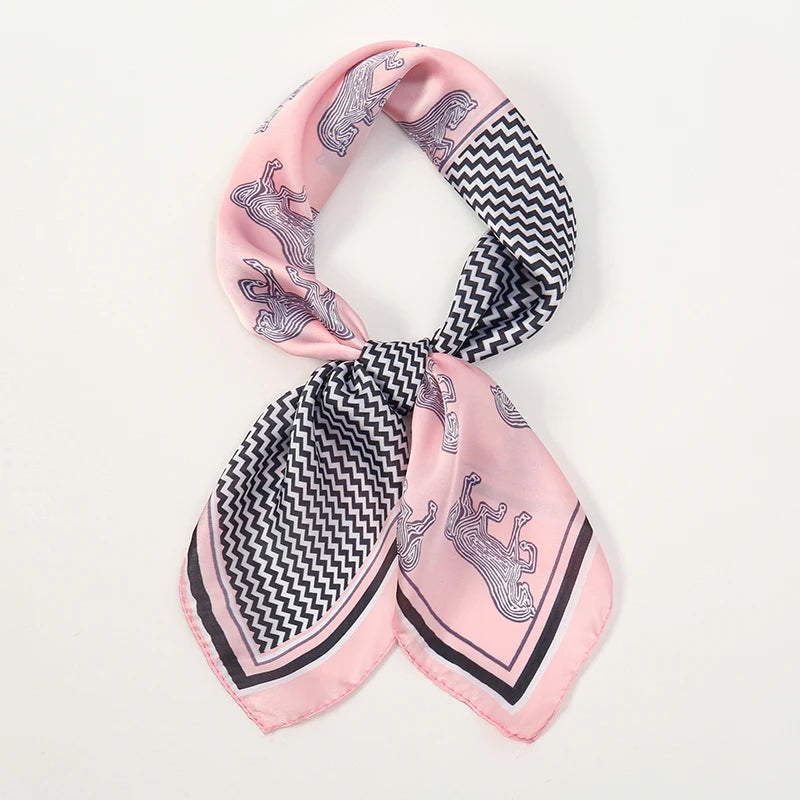 Luxury Silk Square Scarf - Elegant Satin Print Neck Wrap