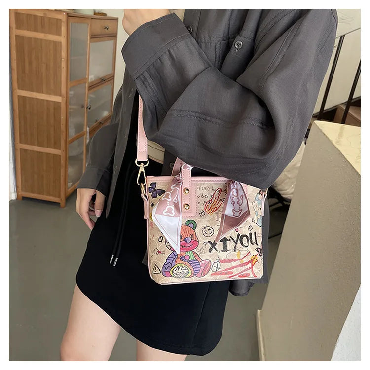 Elegant Artistic Crossbody Bag - Graffiti Design
