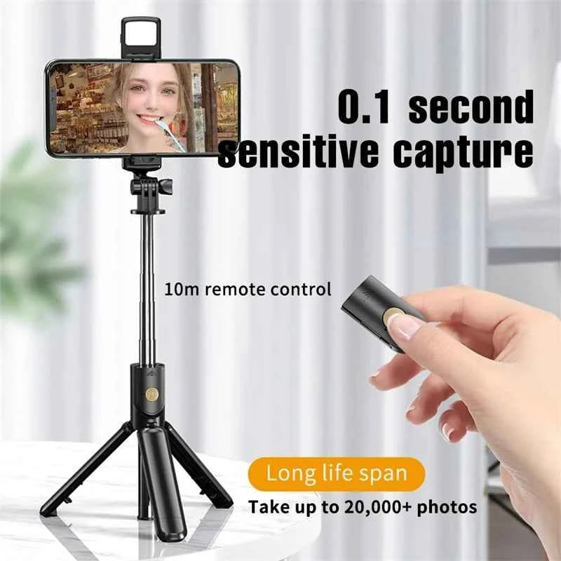 Professional Selfie Stick Tripod with Fill Light & Wireless Remote