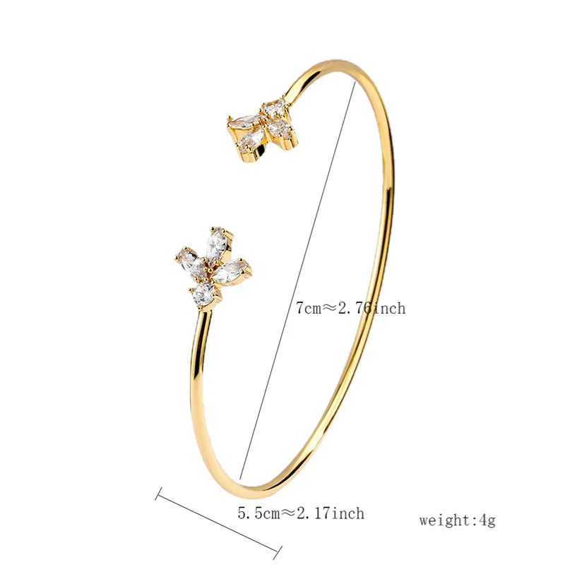 Elegant Gold Cuff Bangle - Cubic Zirconia Bracelets