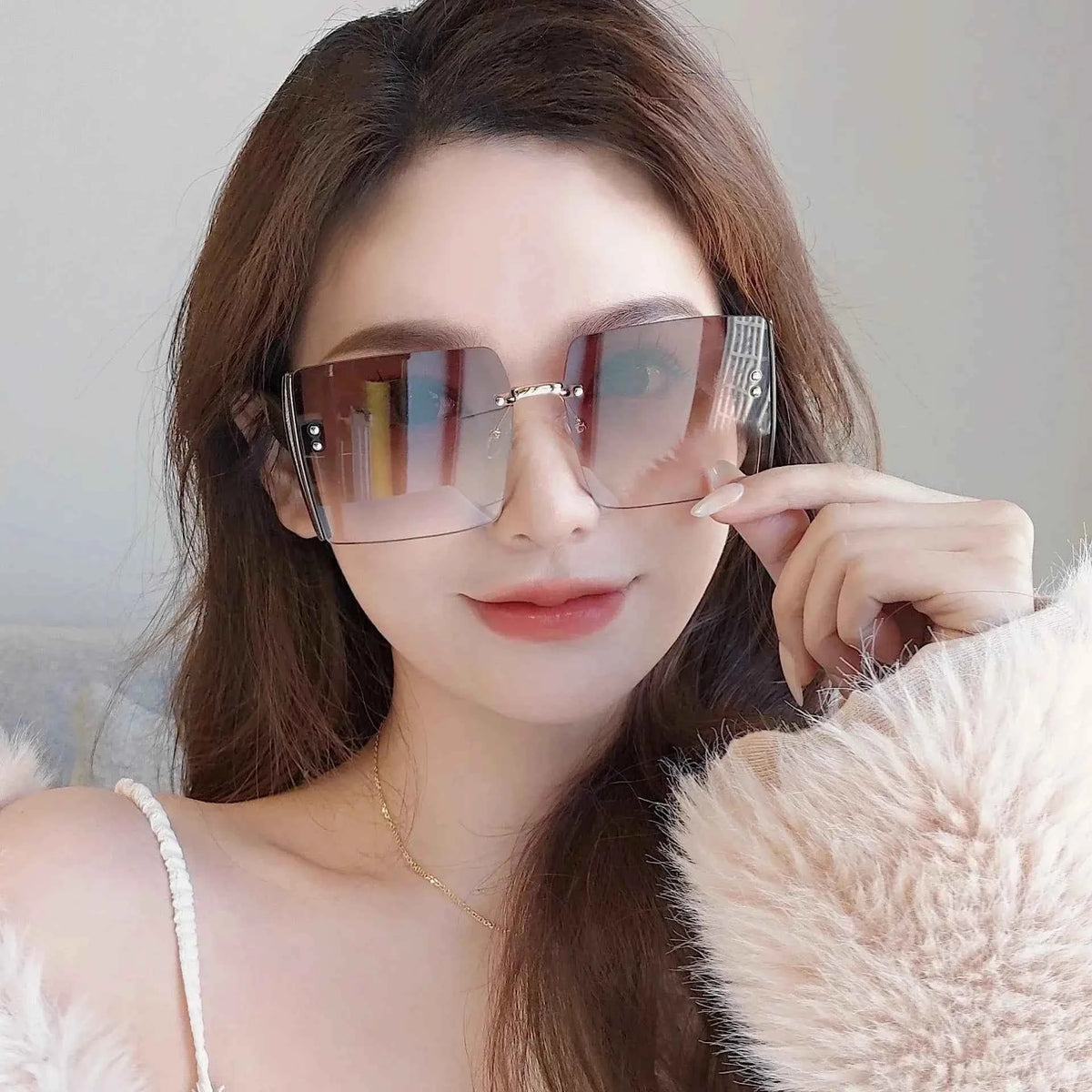 Fashion Gradient Frameless Sunglasses - Elegant High-End Eyewear